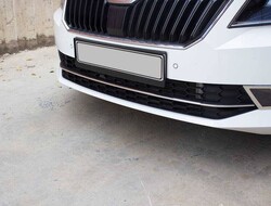 OMSA Skoda Superb B8 Krom Ön Tampon Çıtası 3 Parça 2015-2019 Arası - Thumbnail