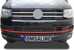 OMSA VW T6 Transporter Kırmızı Krom Ön Tampon Çıtası Comfortline & Highline 3 Parça 2015-2019 Arası - Thumbnail