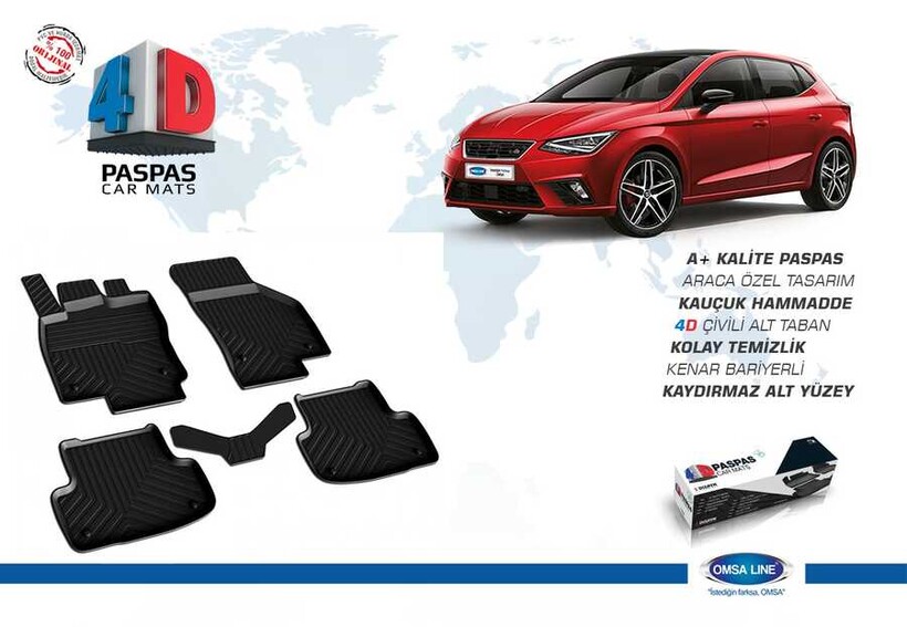 Seat Leon 5F 4D Havuzlu Paspas Siyah 2012-2019 Arası - Thumbnail