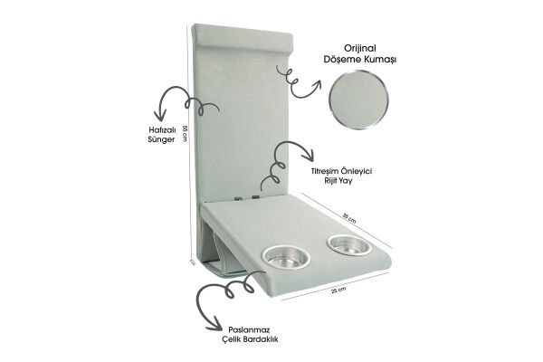 Universal Arka Koltuk Kol Dayama Gri